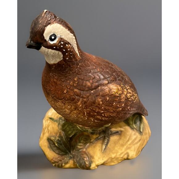 VTG Quail Set 8.5" Holland Mold Pottery Hand Painted Ceramic Art Birds Glass - Picture 8 of 8